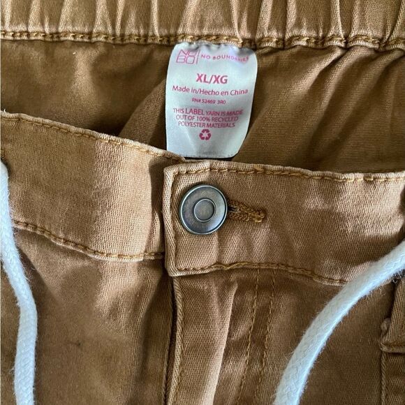 No boundaries utility crop pants mustard brown high rise elasticized waist sz XL - Picture 5 of 8